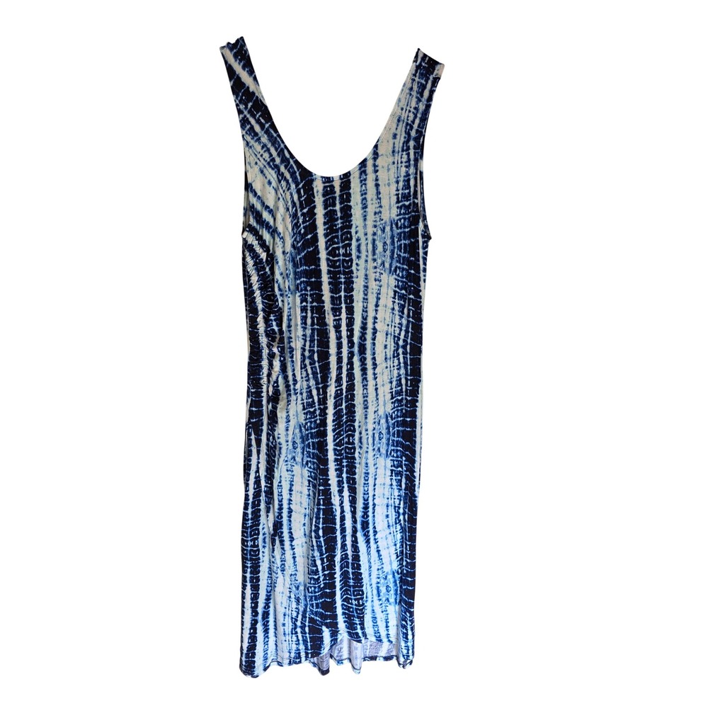Harlow & Rose Womens Blue White Tie Dye Sleeveless Midi Tank Dress Large
